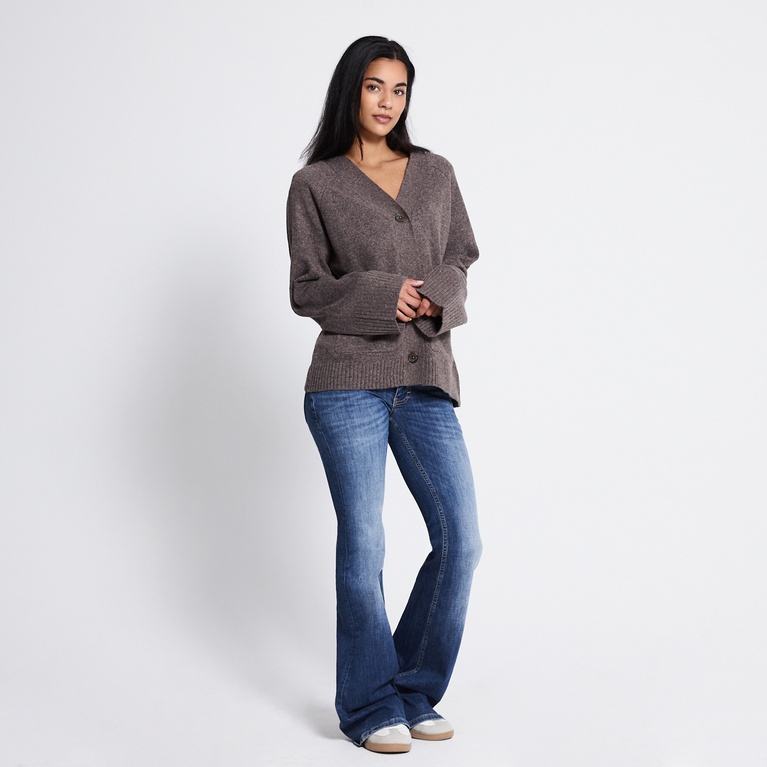 Fitted cardigan "Sabrina" Brown melange